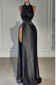 Alma Simple Halter Backless Side Slit Sheath Prom Dresses