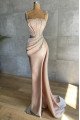 Amanda Gentle Champagne Spaghetti Straps Sheath Prom Dresses With Crystal