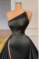 Andrea Wonderful Black Strapless Backless Beading Side Slit A-Line Prom Dresses 