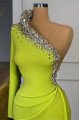 Bonnie Gentle Light Green One Shoulder Sheath Prom Dresses With Crystal