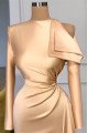 Brittany Simple Champagne High Neck Long Sleeves Sheath Prom Dresses