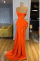 Carol Lovely Orange Strapless Ruffles Sheath Prom Dresses With Crystal