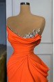 Carol Lovely Orange Strapless Ruffles Sheath Prom Dresses With Crystal