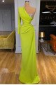 Caroline Mild Light Green One Shoulder Sheath Prom Dresses With Crystal