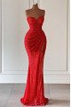 Charleen Fancy Red Sequins Sweetheart Side Slit Sheath Prom Dresses