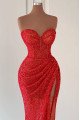 Charleen Fancy Red Sequins Sweetheart Side Slit Sheath Prom Dresses