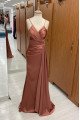 Cheryl Mild Rose Gold Spaghetti Straps Open Back Sheath Prom Dresses