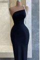 Christian Chic Black One Shoulder Open Back Side Slit Beading Sheath Prom Dresses