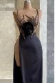 Christie Sexy Black Spaghetti Straps Side Slit Beading Sheath Prom Dresses