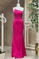 Christy Simple Fuchsia One Shoulder Backless Sheath Prom Dresses