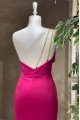 Christy Simple Fuchsia One Shoulder Backless Sheath Prom Dresses