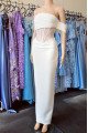 Clara Sexy White Strapless Open Back Sheath Prom Dresses 