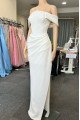 Constance Mild White Off Shoulder Side Slit Sheath Prom Dresses