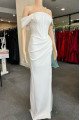 Constance Mild White Off Shoulder Side Slit Sheath Prom Dresses