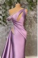 Cora Charming Purple One Shoulder Keyhole Open Back Beading Sheath Prom Dresses