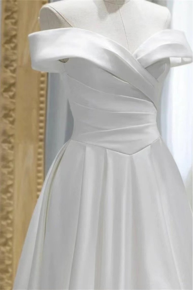 Cornelia Generous White Off Shoulder A-Line Prom Dresses