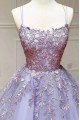 Cynthia Lovely Lavender Spaghetti Straps A-Line Prom Dresses With Appliques