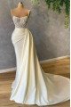 Daphne Luxury Off White Spaghetti Straps Beading Open Back Sheath Prom Dresses