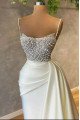 Daphne Luxury Off White Spaghetti Straps Beading Open Back Sheath Prom Dresses