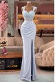 Deanna Sparkle Silver Square Side Slit Sequin Sheath Prom Dresses