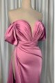 Deirdre Fancy Lilac Off Shoulder Side Slit Sheath Prom Dresses With Court Train