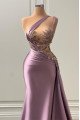 Delia Elegant Lilac One Shoulder Appliques Sheath Prom Dresses