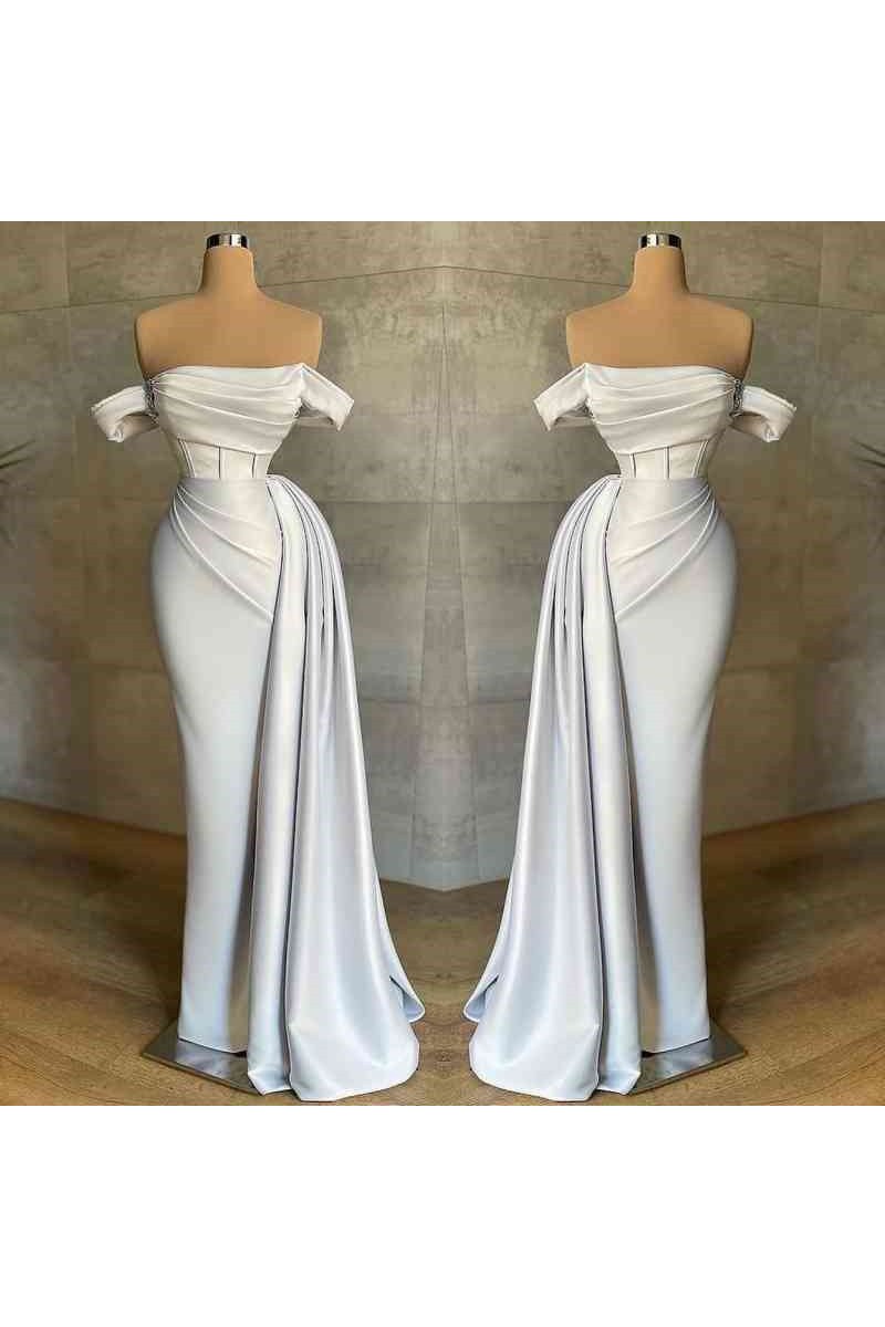 Diana Elegant White Off Shoulder Slim Fit Sheath Prom Dresses