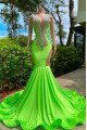 Dorothy Chic Green V-Neck Backless Mermaid Prom Dresses With Crystal