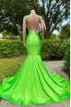 Dorothy Chic Green V-Neck Backless Mermaid Prom Dresses With Crystal