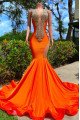 Edith Beautiful Orange V-Neck Backless Mermaid Prom Dresses With Crystal