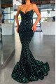 Emma Sparkle Dark Green Sequins Spaghetti Straps Mermaid Prom Dresses