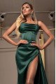 Eudora Modern Dark Green Spaghetti Straps Side Slit Sheath Prom Dresses