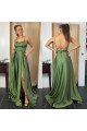 Eunice Fancy Olive Green Spaghetti Straps Side Slit Open Back A-line Prom Dresses