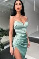 Evangeline Chic Sage Spaghetti Straps Side Slit Sheath Prom Dresses