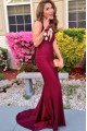 Fay Elegant Burgundy Halter Backless Sheath Prom Dresses