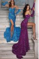 Frederica Sparkle Purple Sweetheart Side Slit Sequins Sheath Prom Dresses