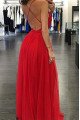 Gwendolyn Sexy Red V-Neck Backless Sheath Prom Dresses