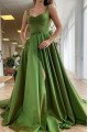 Harper Mild Green Square Front Slit A-Line Prom Dresses