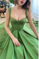 Harper Mild Green Square Front Slit A-Line Prom Dresses