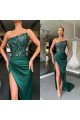 Hedy Sparkle Dark Green Strapless Side Slit Sheath Prom Dresses With Sequins