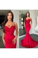 Hilary Red Burgundy Spaghetti Straps Beading Mermaid Prom Dresses