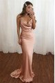 Hilda Lovely Nude Pink Spaghetti Straps Open Back Sheath Prom Dresses