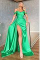 Jasmine Beautiful Mint Off Shoulder Side Slit Sheath Prom Dresses