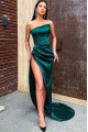 Jennifer Simple Turquoise Strapless Side Slit Sheath Prom Dresses