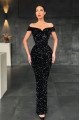 Alva Sparkle Black Sequins Off Shoulder Sheath Prom Dresses