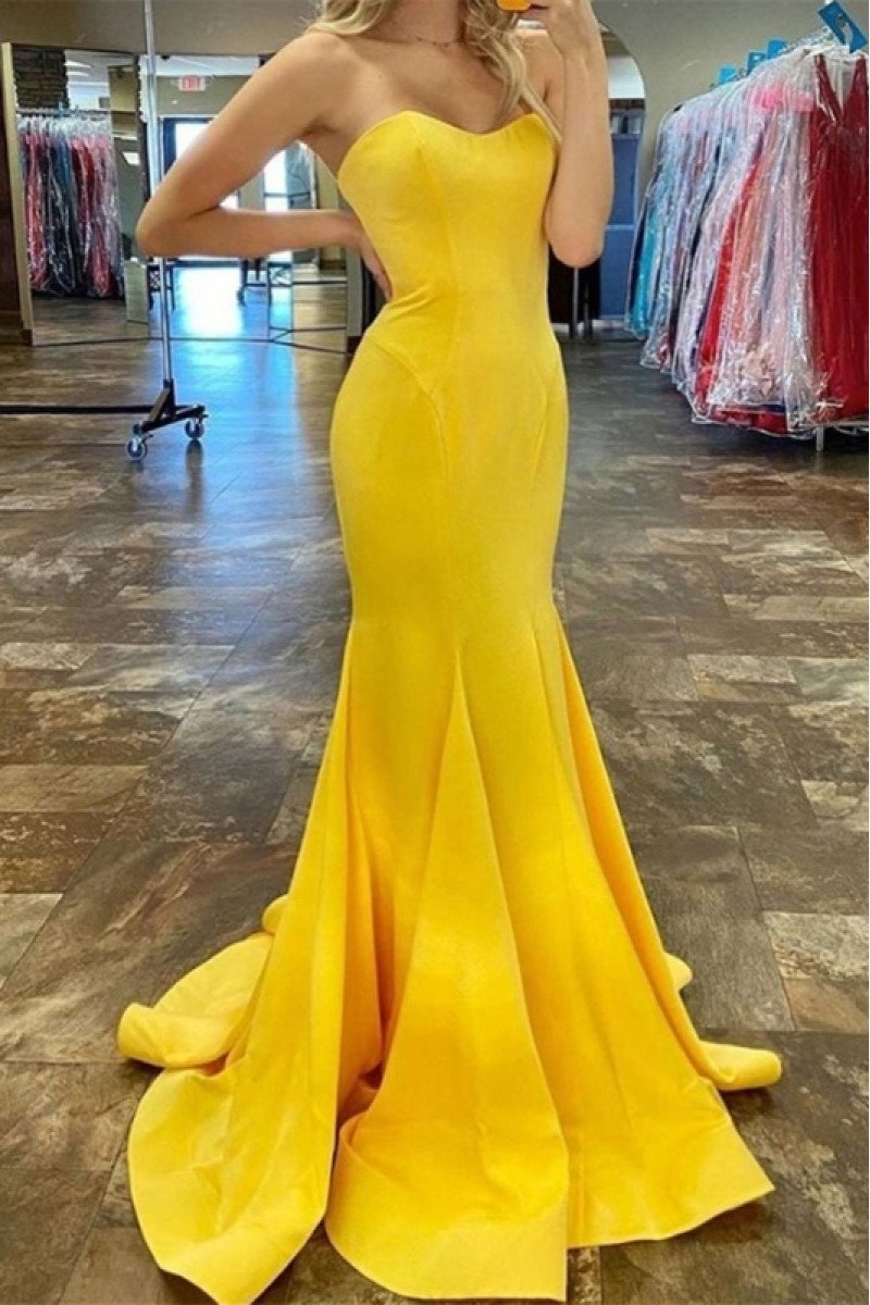 Anne Charming Yellow Sweetheart Mermaid Prom Dresses