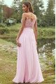 Alexia Lovely Candy Pink Sheer Straps Side Slit Appliques Sheath Bridesmaid Dresses