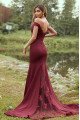 Alice Classical Burgundy Off Shoulder Open Back Appliques Sheath Bridesmaid Dresses