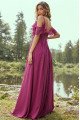 Alison Gentle Grape Off Shoulder Open Back Sheath Bridesmaid Dresses