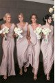 Amelia Chic Dusty Pink V-Neck Sleeveless Sheath Bridesmaid Dresses